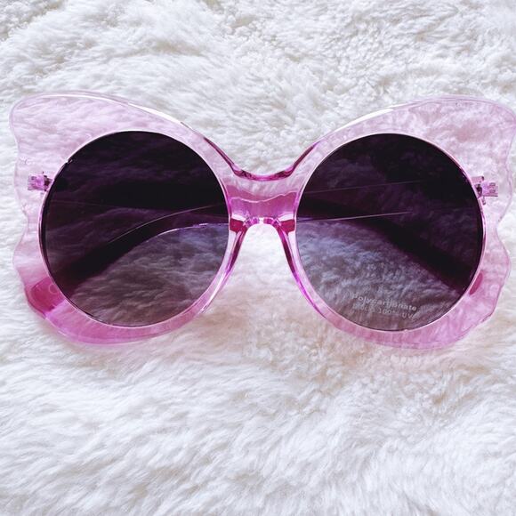 Eliza Dark Pink Butterfly-shaped Sunglasses - Picture 1 of 13